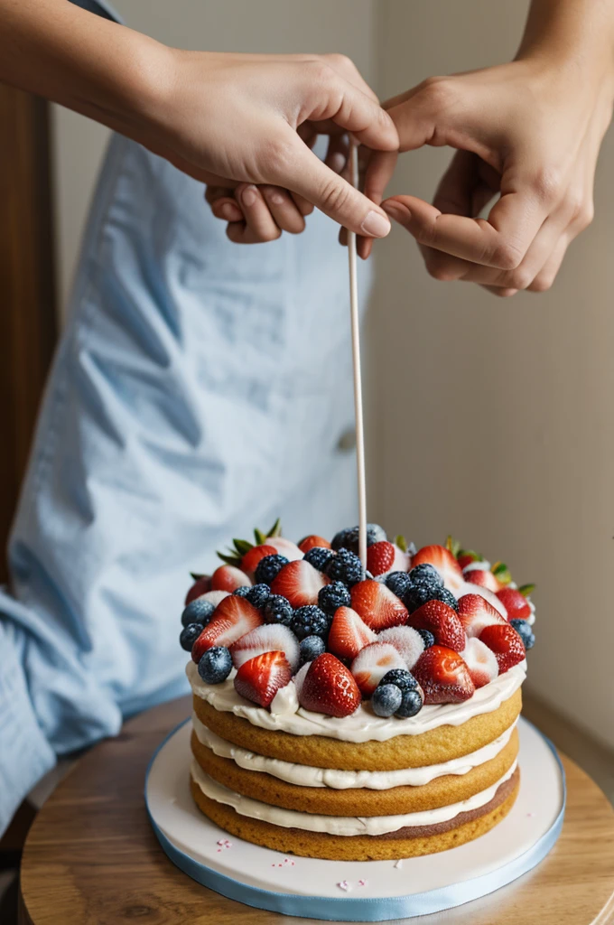 Hand holding cake