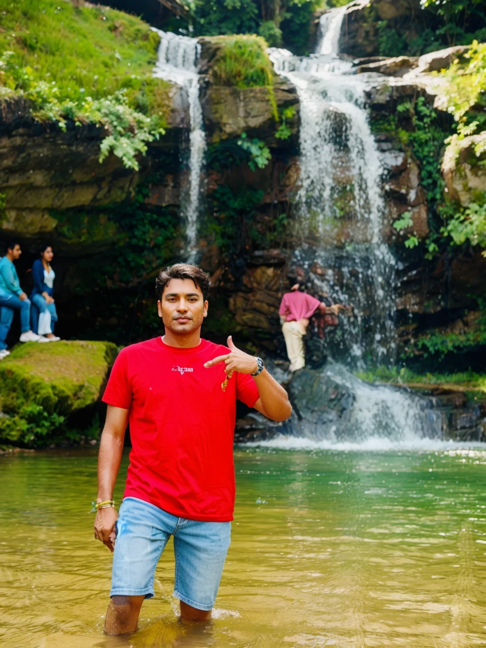 In Indian street . With denim shirt