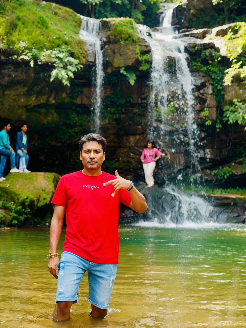 In Indian street . With denim shirt