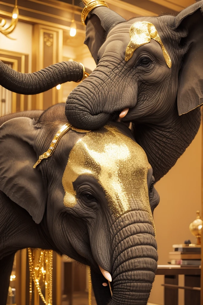 Elephant with lots of gold
