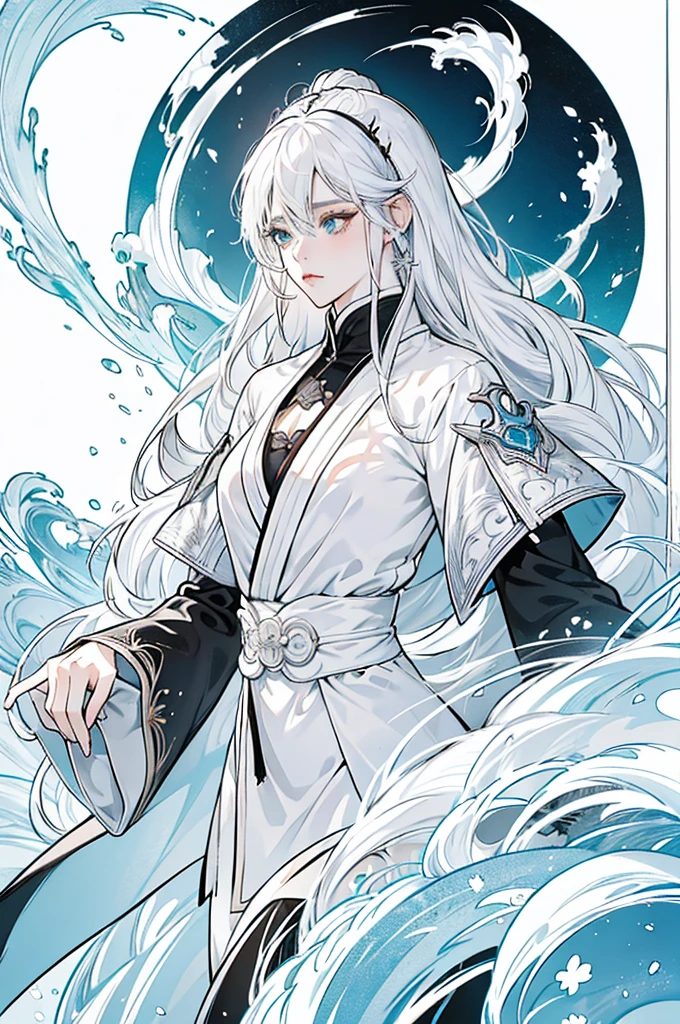 a close up of a woman with white hair and a white mask, beautiful character painting, guweiz, artwork in the style of guweiz, white haired deity, by Yang J, epic exquisite character art, stunning character art, by Fan Qi, by Wuzhun Shifan, guweiz on pixiv artstation