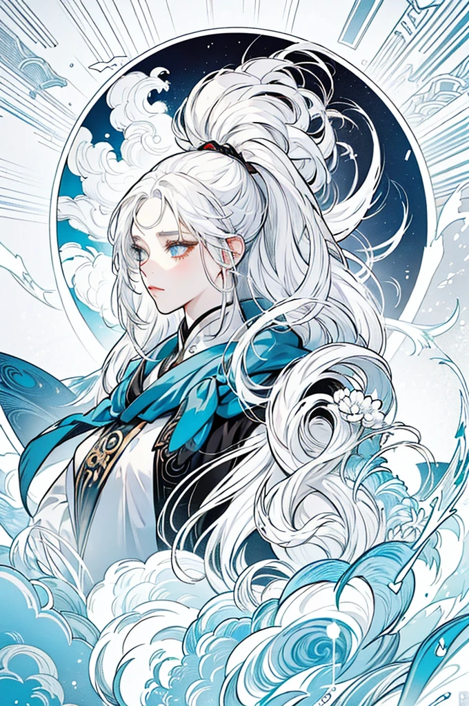 a close up of a woman with white hair and a white mask, beautiful character painting, guweiz, artwork in the style of guweiz, white haired deity, by Yang J, epic exquisite character art, stunning character art, by Fan Qi, by Wuzhun Shifan, guweiz on pixiv artstation