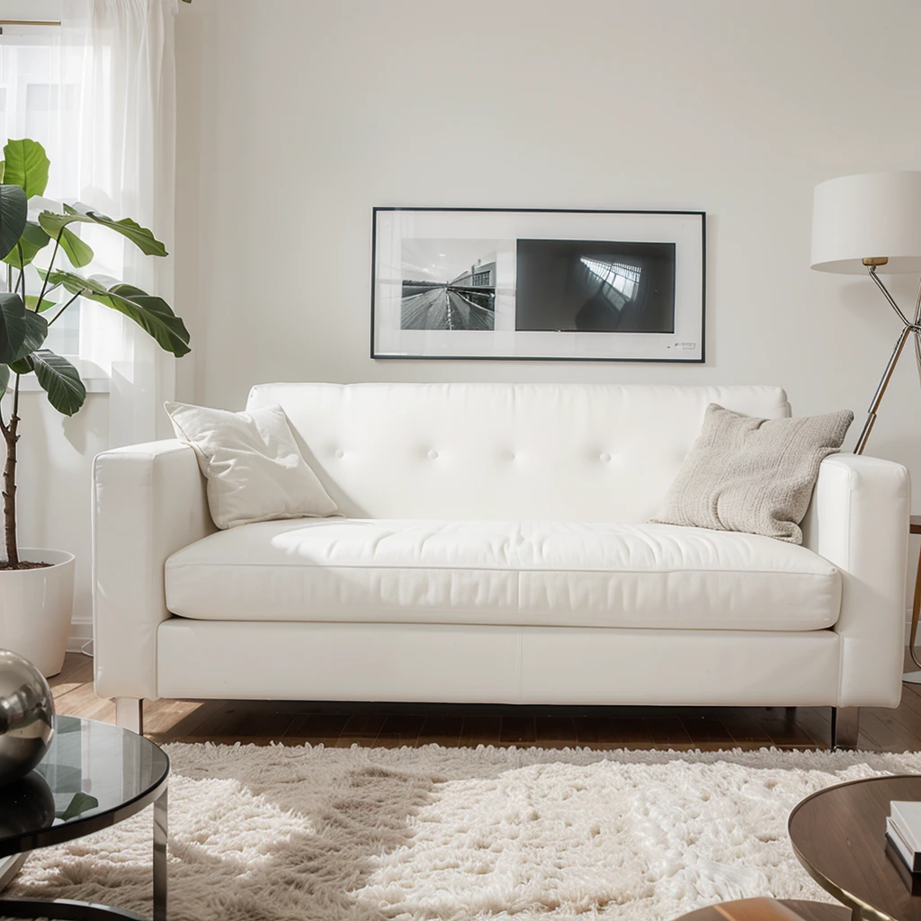 modern living interior design with white sofa
