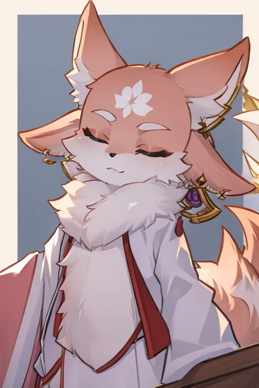 Yae Miko，hairy，With eyes closed，With eyes closed，fox