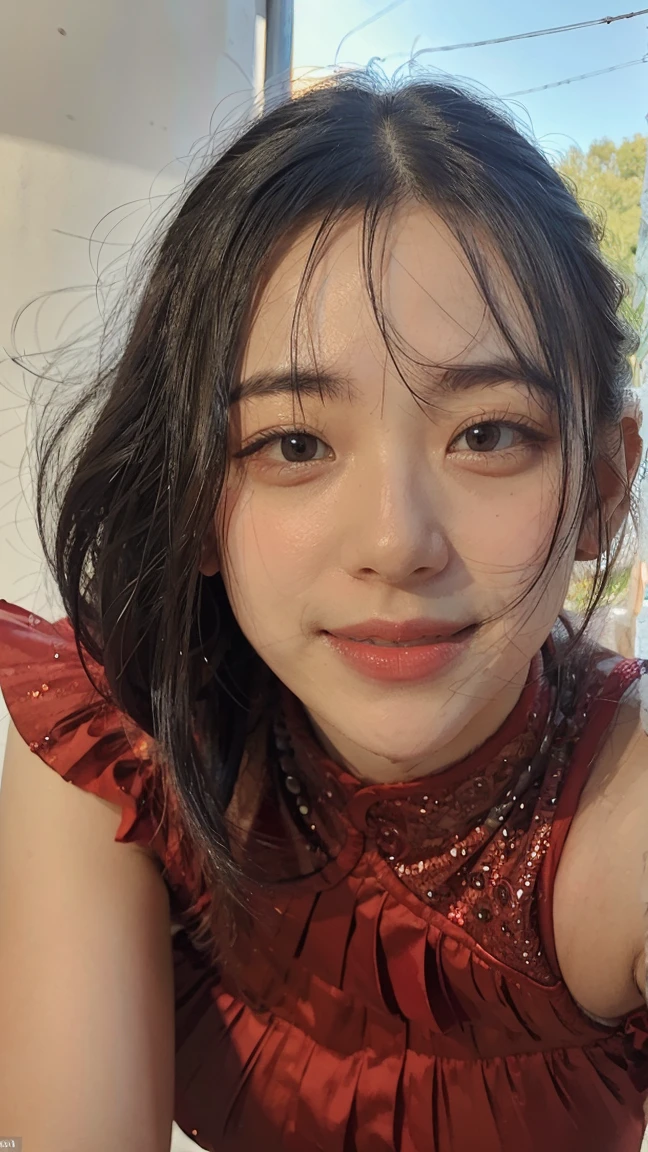 Extremely detailed CG unity 8k wallpaper、top-quality、ultra - detailed、masterpiece、Realistic、photoreali、Shooting angle directly below、blue sky background、Jump high、exist in the air、13years、The whole human body、Very detailed cute girl、japanes、random hair style、Random hair length、A short skirt、spread their legs、Clean thighs、(Skirt cracks)、Black lace panties、panty focus、looking at viewert、Incredibly Ridiculous res、small tit、(The delicate shape of the female pubic bone is clearly visible:1.4)、(with no underpants:1.2)