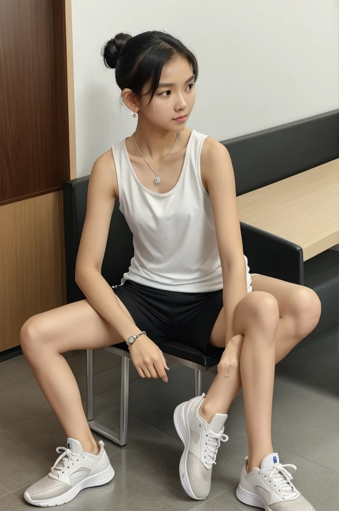can u create an AI image for our second monthsarry? I'll explain the details in tagalog hehe
nasa greenwich kami, nakaupo sa waiting area since nag iintay kami ng order, dapat kita yung place ha or kahit menu lang ng greenwich sa background
yung suot ko is white tank top sleeveless, light blue baggy pants, beige small underarm-length bag, white sneakers, small pearl god earrings, tiny simple silver necklace, silver watch and a bun hair
and yung suot ng bf ko is black t-shirt, beige mesh shorts, white socks, bball shoes, buzz cut hair type, black bracelet on his left hand
so dapat ganyan makita ko sa picture okayy????