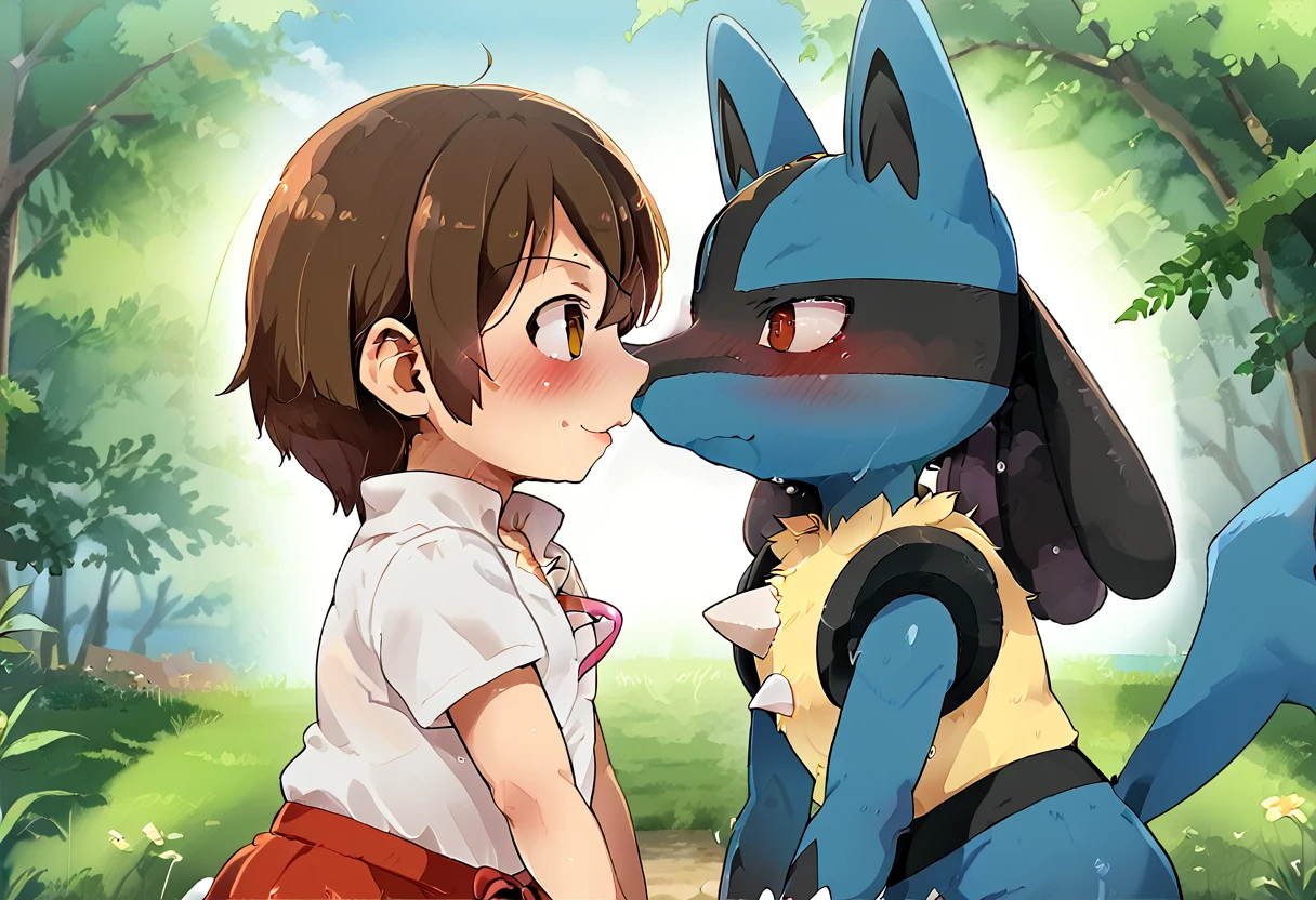 Pokémon、((Lucario))、Kemoshota、Facing each other、Chemotin