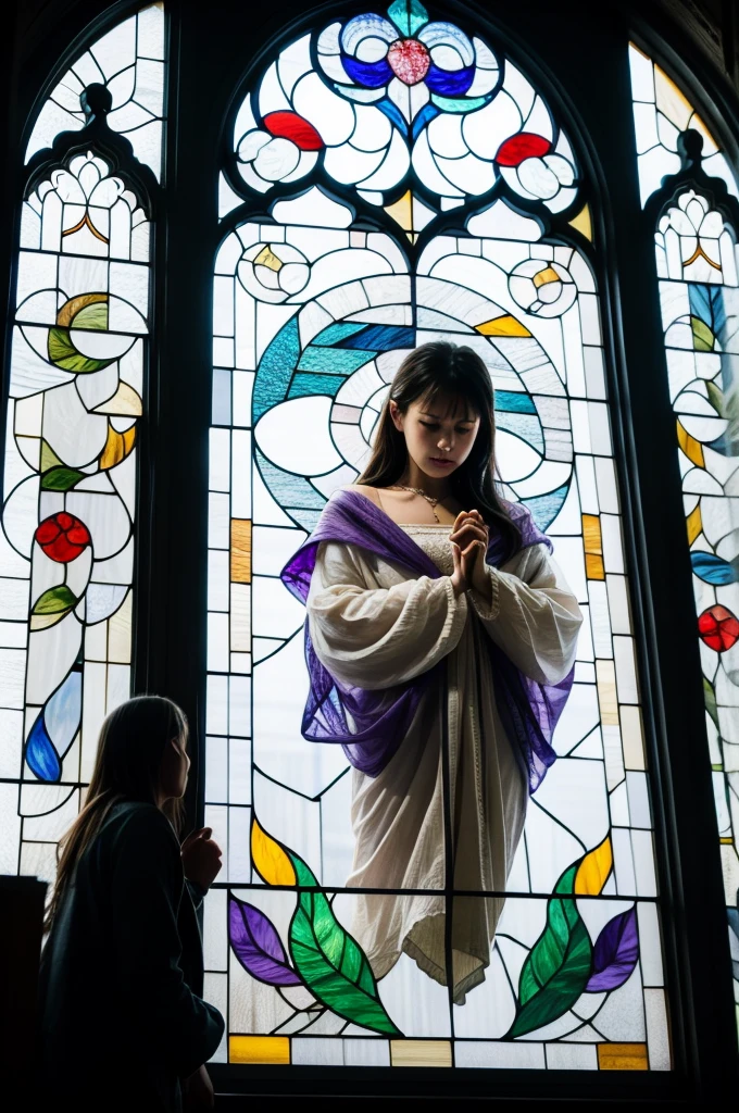 a picture of a stained glass window, intricate art, by Mario Dubsky, stained glass art, amethyst stained glass, detailed art in color, by Robert Richenburg, by Adrienn Henczné Deák