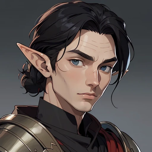 (masterpiece), (best quality),(portrait),(bust up),1boy,solo,(sharp focus),((look at viewer)),,elf, elf priest,(redhead),adult, (ancient:1)elf, elf ranger,(black hair),adult, (ancient:1),),ancient luxurious long clothes,old school fantasy art,((simple background)),super shiny face,Ultra Glossy Skin