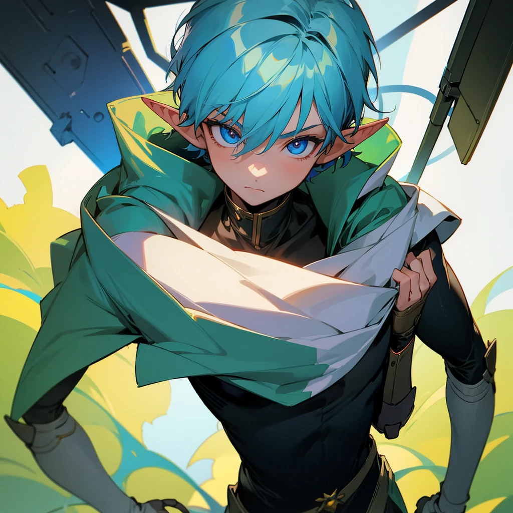 1boy, elf, cool clothes, sci-fi looking into your soul