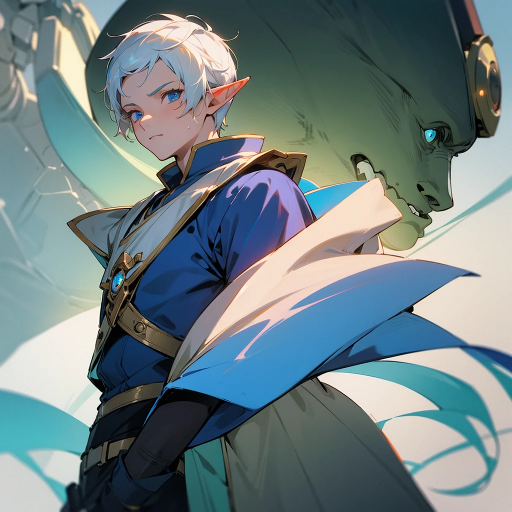 1boy, elf, cool clothes, sci-fi looking into your soul