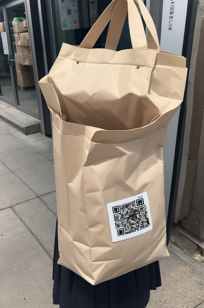 a cloth bag for bulk products with logo and qr code