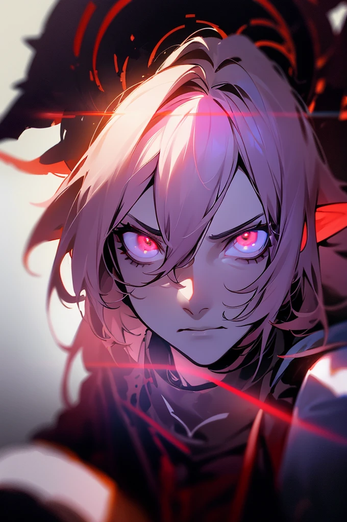 1boy, elf, sci-fi outfit, penetrating gaze, intense expression, glowing eyes, dramatic lighting, cinematic, moody, dark, dystopian, highly detailed, hyper-realistic, 8k, photorealistic, masterpiece, chiaroscuro, dramatic contrast