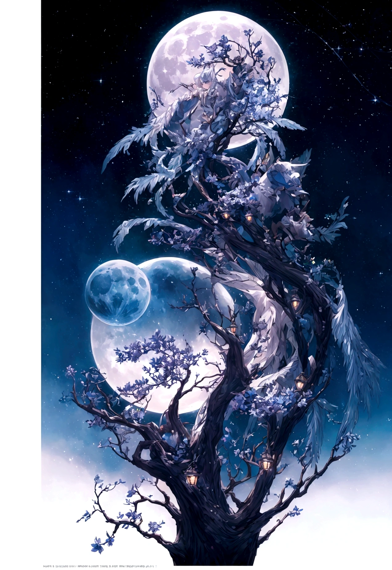 world Tree、moonlight、Moonlit Night、Fantasy、mysteriouasterpiece、Perfect Art、Award-winning works