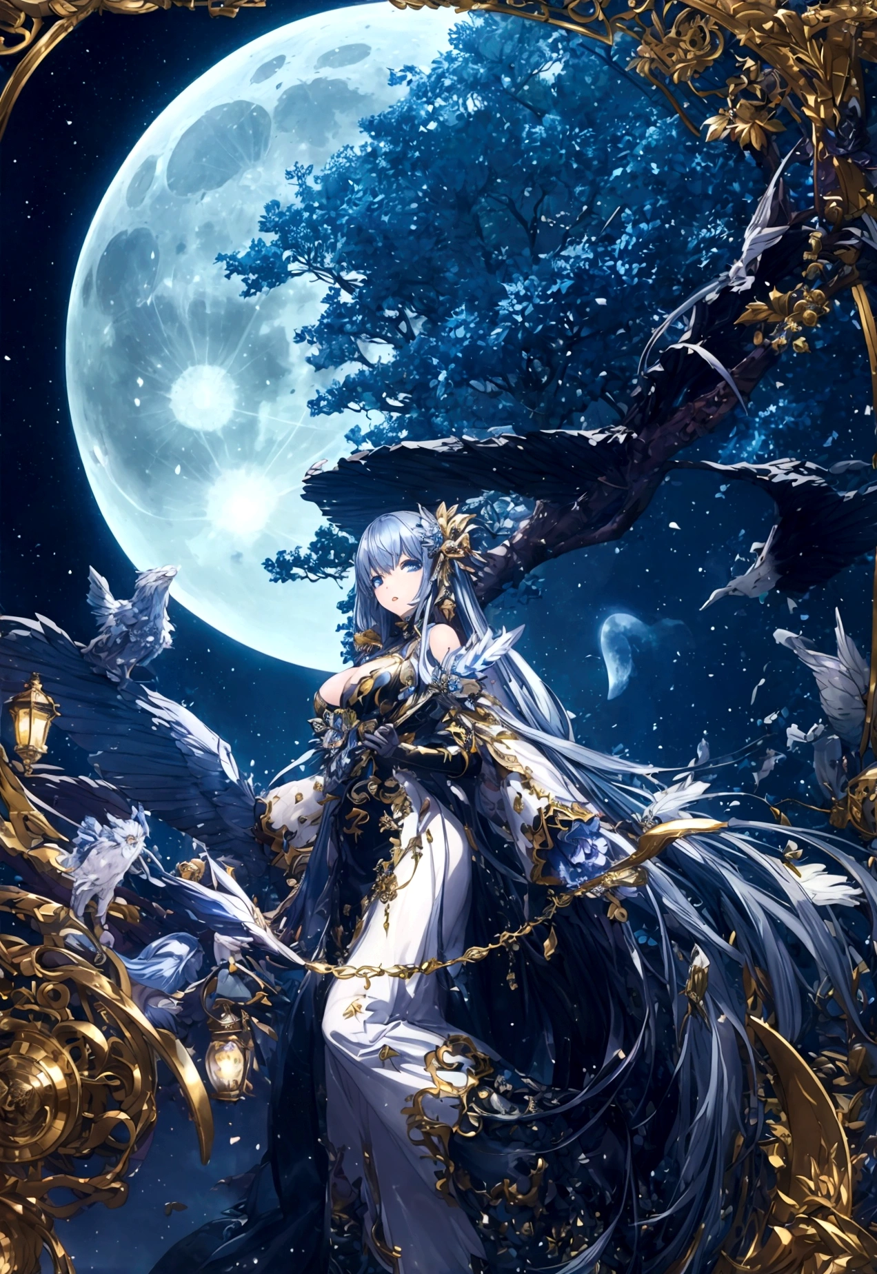 world Tree、moonlight、Moonlit Night、Fantasy、mysteriouasterpiece、Perfect Art、Award-winning works