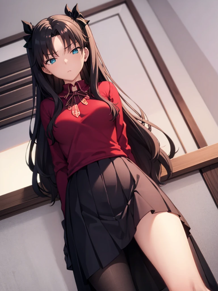 Tohsaka rin, A-line skirt,sexy girl,bed room ,on the bed,Beautiful slender legs,Big breasts,porn