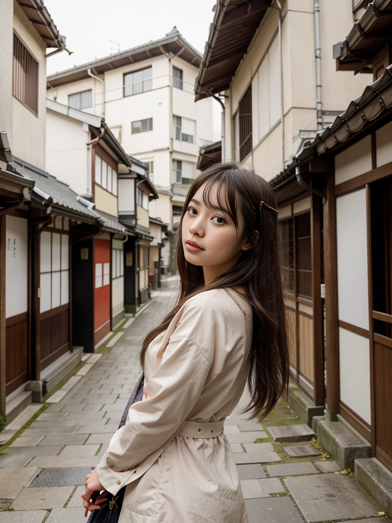 Girl wearing yukata in future Tokyo