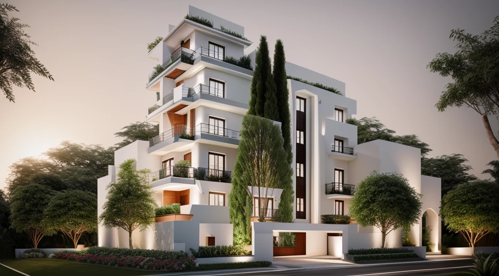 (super detailed) realistic photo of villa, outdoor,exterior design, best render, 24mm, f1.8, light, wide angle