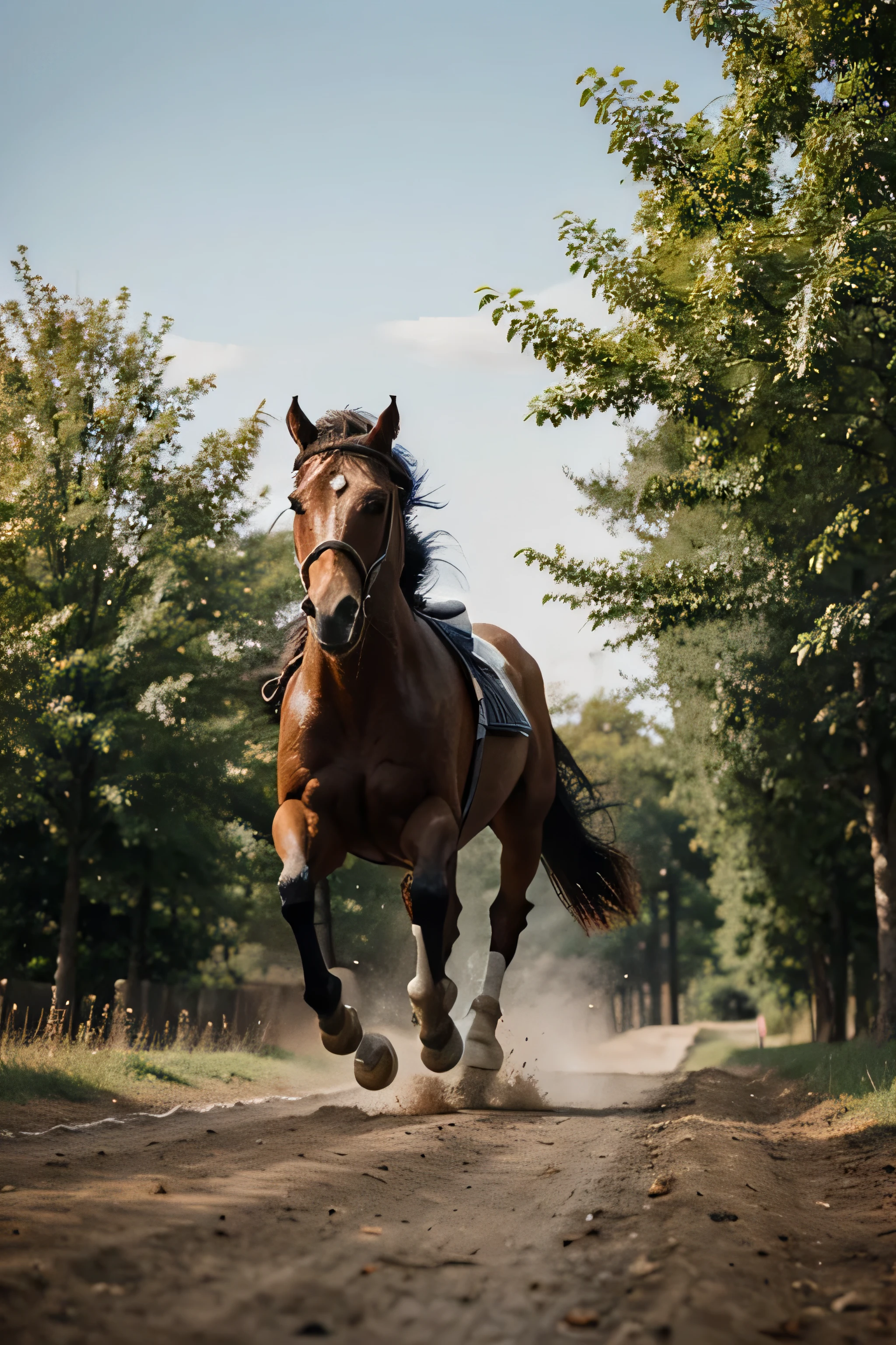 Abstract nature painting with a running horse