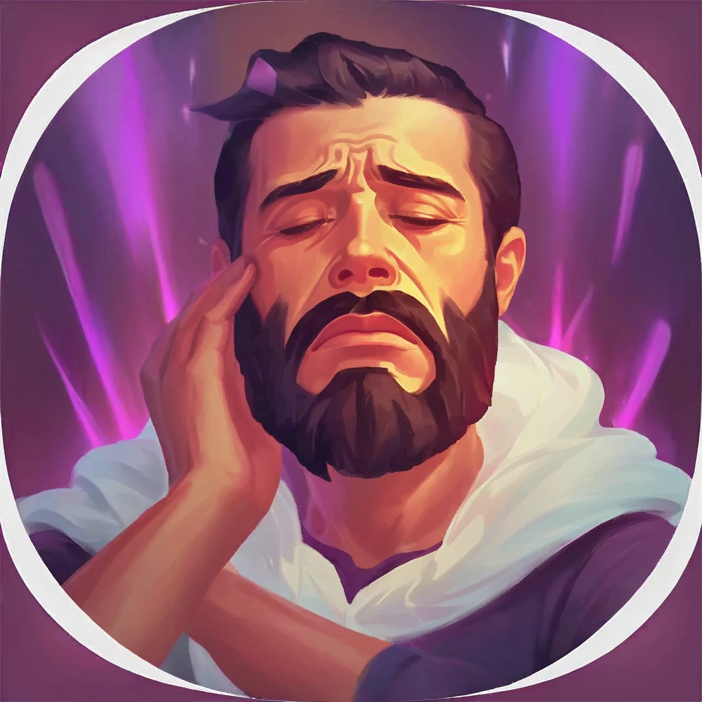 Crying and sad man in an icon, character with sadness
