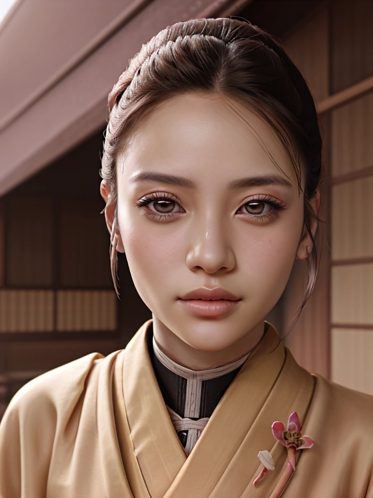 a detailed portrait of Kanao Tsuyuri from Demon Slayer, beautiful detailed eyes, beautiful detailed lips, extremely detailed face, long eyelashes, beautiful young girl, serene expression, intricate detailed hair, ornate japanese hair ornaments, elegant ornate kimono, detailed floral patterns, detailed sakura petals, delicate skin, soft lighting, cinematic lighting, dramatic lighting, muted color palette, atmospheric, highly detailed, masterpiece, 8k, cinematic quality, photorealistic, digital painting