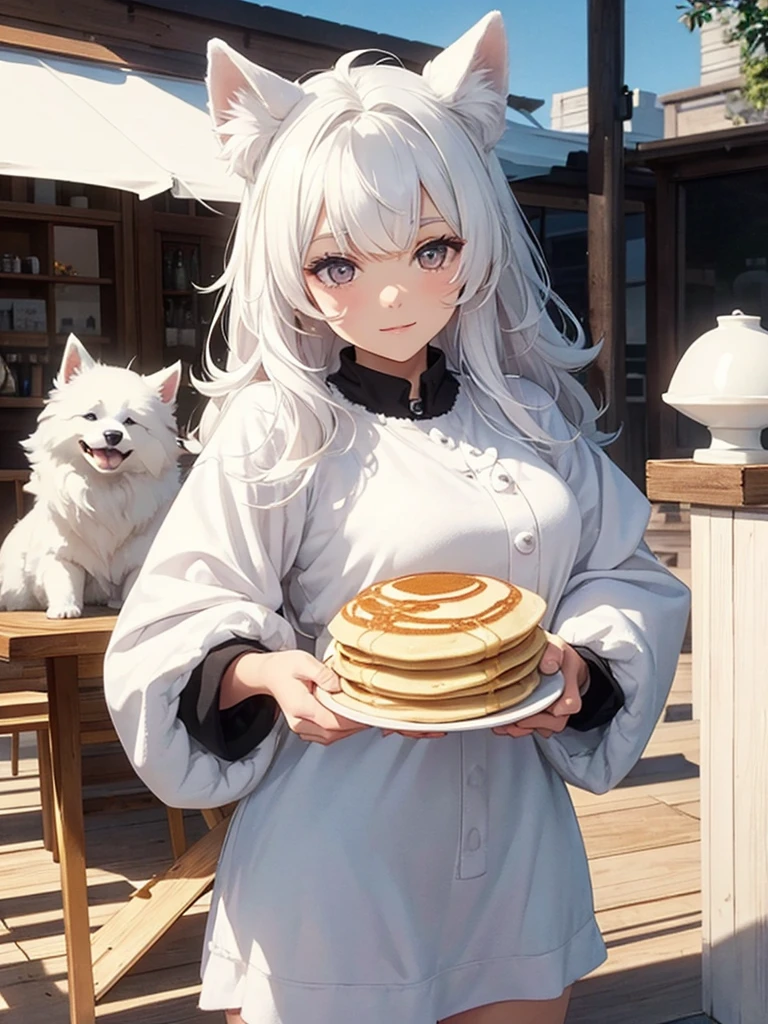 Pancakes and a fluffy white dog - cool XANA logo