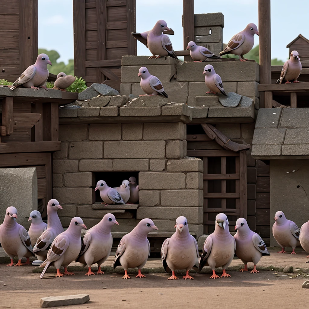 Pigeons group sever famine. 