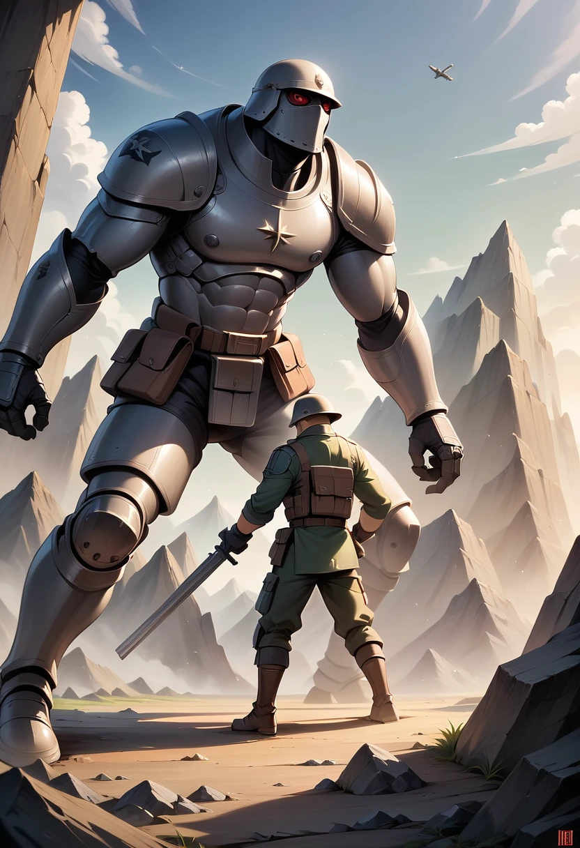 Create an AI-generated image depicting brave Indian soldiers in the midst of the Kargil War. The scene should capture the rugged terrain of the Kargil region, with towering mountains and rocky landscapes. Show the soldiers in action, equipped with their military gear, showcasing their determination, bravery, and patriotism. The image should evoke a sense of courage and resilience, honoring the sacrifices made during this critical conflict