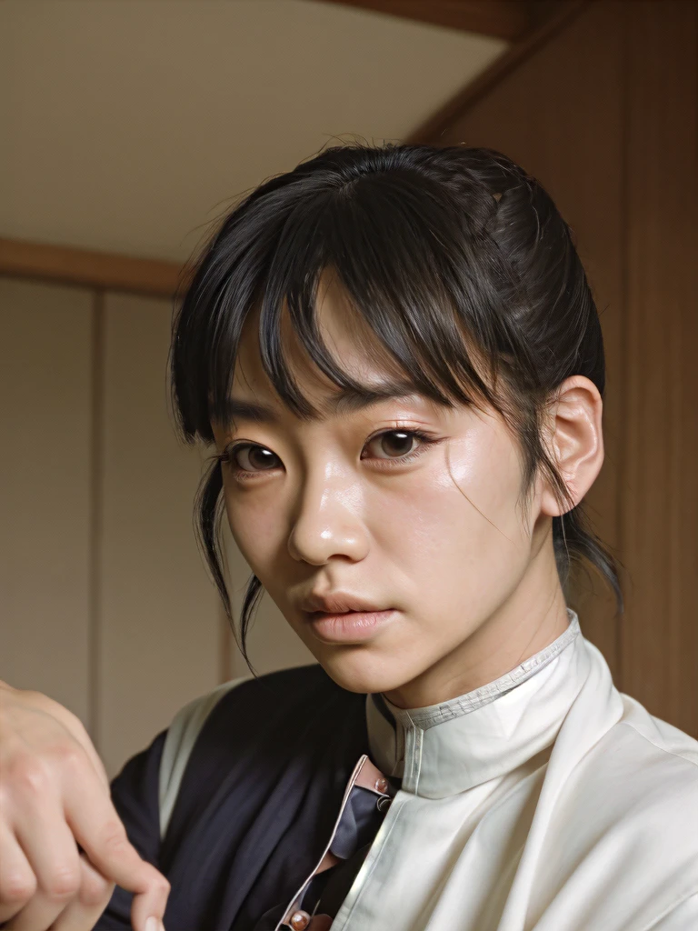 a detailed portrait of Kanao Tsuyuri from Demon Slayer,