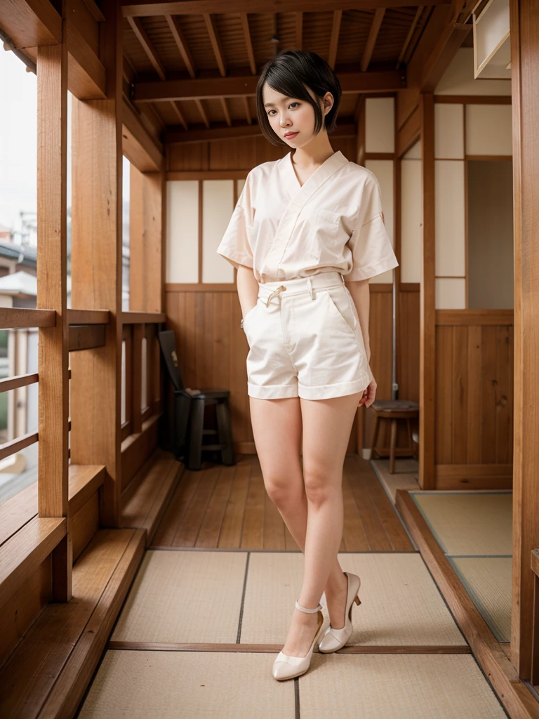1 person　Cute Japanese Girl　Kyoto　Short Hair