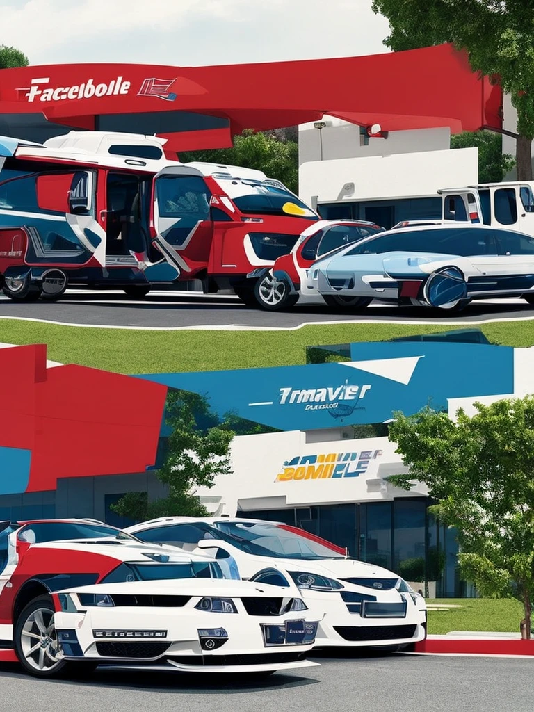 "Create a professional Facebook banner for a low-cost car rental service. The banner should have a girly, simplistic, and family-oriented theme. Use colors such as white, red, and black. Include visual elements like cars, smiling families, and subtle, elegant patterns. The main text should read: 'Affordable Car Rentals'. Add a catchy slogan like 'Travel in Style and Save with Family'. Ensure the banner is harmonious, welcoming, and visually appealing while incorporating the specified colors."