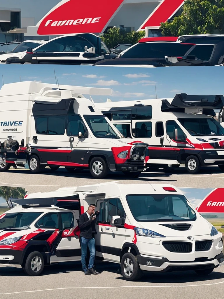 "Create a professional Facebook banner for a low-cost car rental service. The banner should have a girly, simplistic, and family-oriented theme. Use colors such as white, red, and black. Include visual elements like cars, smiling families, and subtle, elegant patterns. The main text should read: 'Affordable Car Rentals'. Add a catchy slogan like 'Travel in Style and Save with Family'. Ensure the banner is harmonious, welcoming, and visually appealing while incorporating the specified colors."
