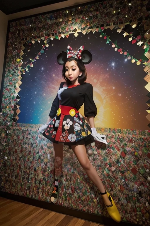 (Mickey mouse Disney vom roupa de NATAL), Ojo)Eduardo Kobra quilting ,multidimensional geometric wall PORTRAIT, until, chibi,
o 08k, comely, Coloring,
Primary works, top-quality, best qualityer, offcial art, beautiful and aesthetic, 32k And 4D and Realistic Christmas Ornaments Background