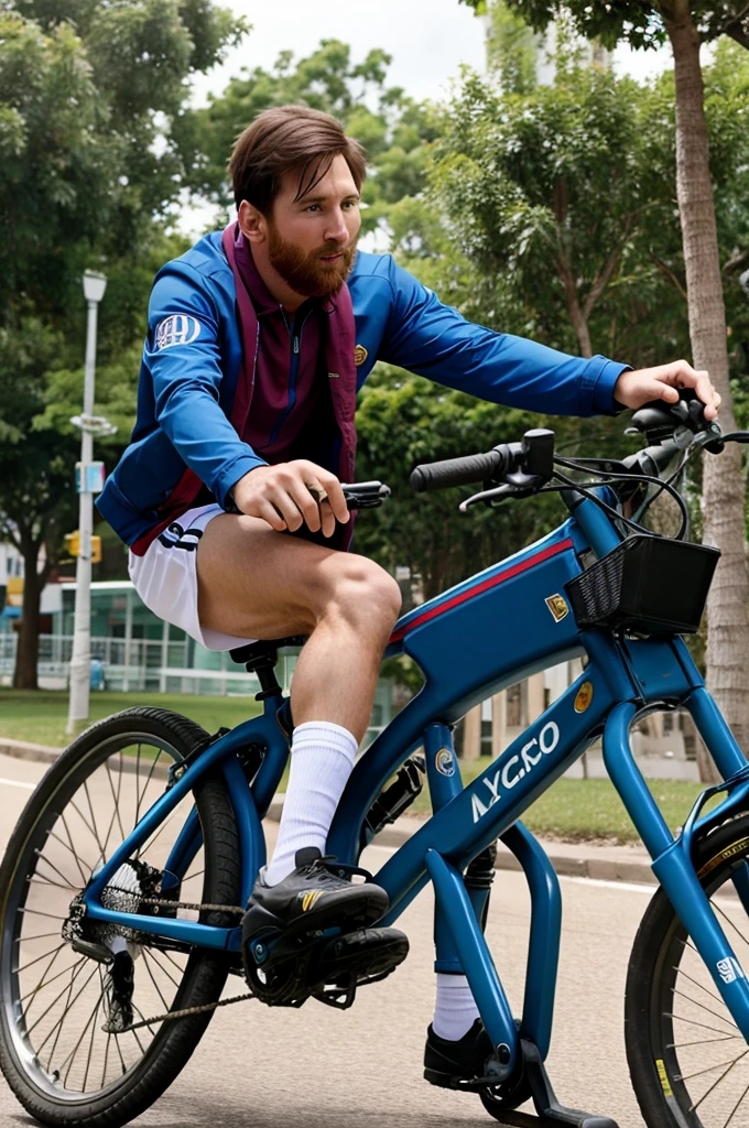 Messi riding a bycycle