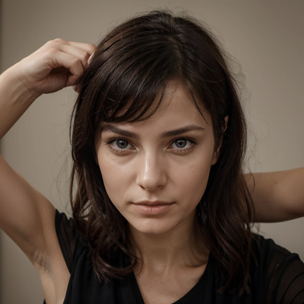 femme Française naturelle de 21 ans jouant au ténis , au long cheveux noir flottant et aux yeux perçant Il doit avoir une expression naturelle et accessible, Pose simple, simple vue, C
