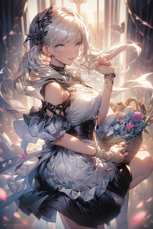 (perky chest:1.2), (pointed chest:1.2),(((Black Tunic:1.3))),(((cakes and bread in the basket),Cute and beautiful girl,Cute round face,Cute smile,with blush cheeks,Red Lip,a girl 22 years old, nsfw:1.2, beautiful body:1.3), shinny skin, BREAK, ((alice in the wonderland:1.3, cute, kawaii, lovely, funny, a girl falling down from sky:1.3, girl flying in sky:1.2, girl floating in air:1.3, rolling upskirt by wind:1.5, (with sparkling eyes and a contagious smile),open mouth, Looking at Viewer, surprised, putting hands on crotch over the skirts:1.35)), BREAK, ((floating things as follows:1.3, PlayingCards, Trump, tea cup, tea pot, tea spoons, pocket watch:1.3, lip sticks, candies:1.2, cookies, jam bottles, classical door_keys)), ((long purply_Blue dress :1.5, wearing long flaired skirt:1.3, the skirt is blowing:1.3, cute White Apron, black stockingedium long platinum-blonde hair:1.2, twin tail hair:1.6, tied hair with a cute ribbon), (Blue eyes, bright pupils with highlights, detailed eyes), (lying down on your back:0.7, spreading legs with rising up straight:0.7), sexy posture, fantastic colorful art, (fantasy art:1.2, wondered images), ((correct anatomy:1.5, perfect anatomy:1.3, correct hand, )),