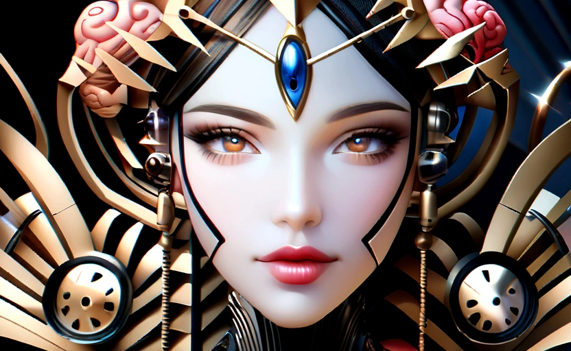 artstyle bse (((beautiful, mesmerizing person with a complete machine body))) best qualityer, work of art, ultra high resolution, (photorrealistic:1.4), CRU photo, sharp focus, hdr, detailed skin with exposed brain
