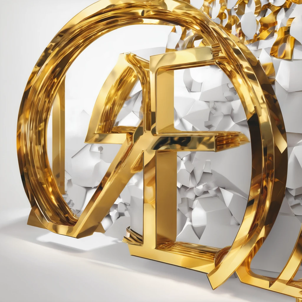 "DISSONANCIA" written in big golden letters in cinematic style, White background, trap album cover