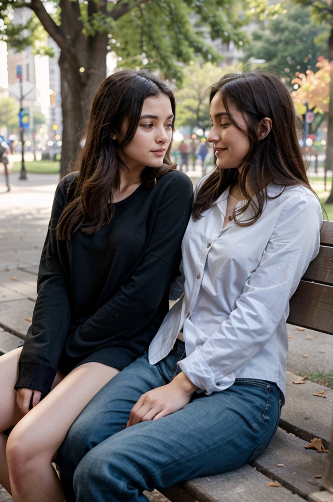 One person who was sitting on a park bench saw two people dating
