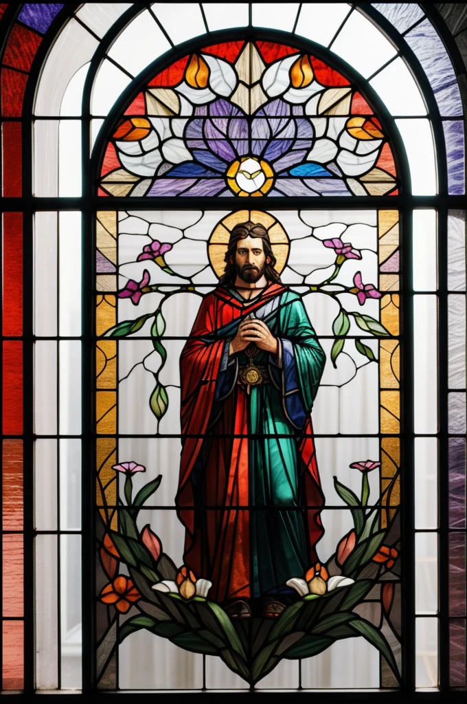 a picture of a stained glass window, intricate art, by Mario Dubsky, stained glass art, amethyst stained glass, detailed art in color, by Robert Richenburg, by Adrienn Henczné Deák