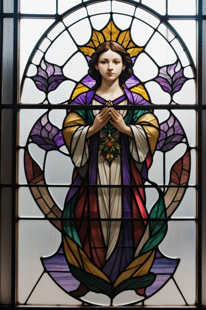 a picture of a stained glass window, intricate art, by Mario Dubsky, stained glass art, amethyst stained glass, detailed art in color, by Robert Richenburg, by Adrienn Henczné Deák
