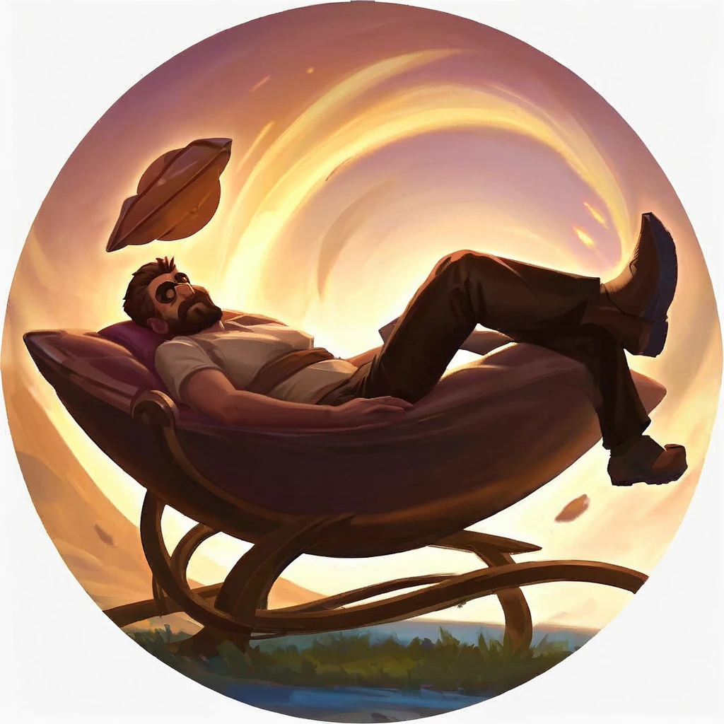 lazy man, lounging on an icon, lazy character
