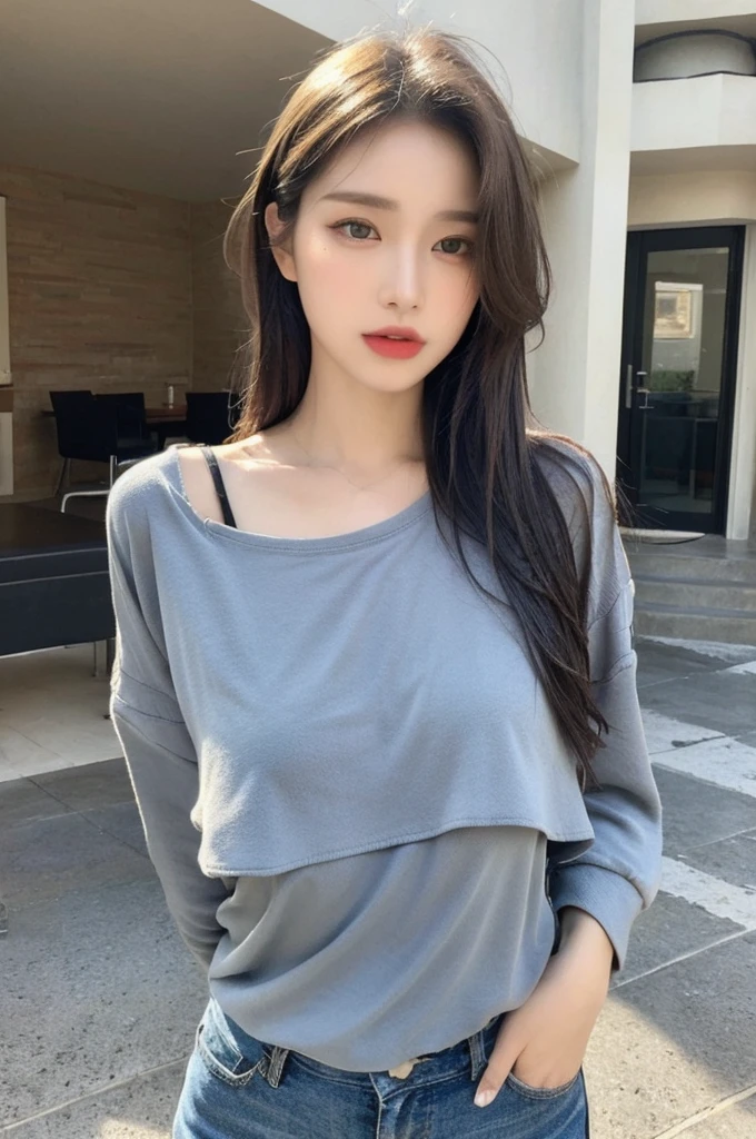 Tabletop, Highest quality, figure, Super detailed, In detail, High resolution, 8k wallpaper, Perfect dynamic composition, Beautiful attention to detail, Casual Coordination, Off the shoulder, Rough hoodie