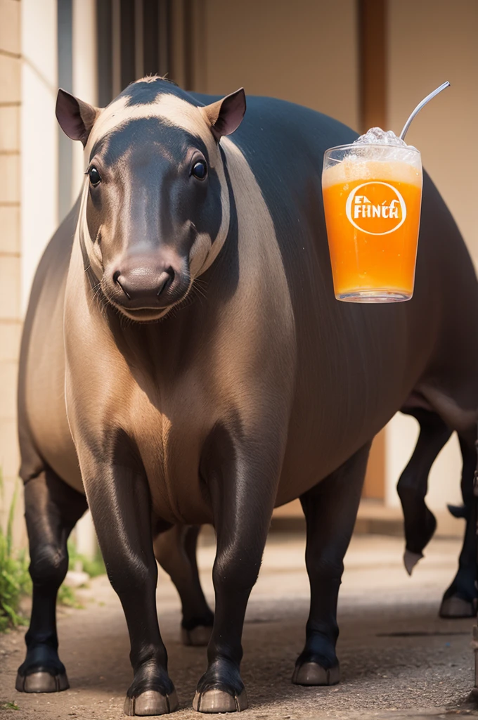 Create an image of a tapir in the color of Fanta