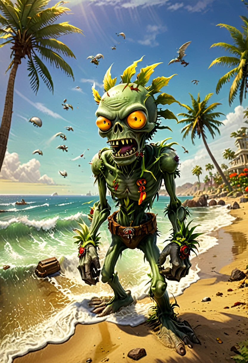(game,  "Plants vs. Zombies"), which combines elements of zombies and plants. By contrasting colors and designs, it emphasizes the diversity and  of art. The entire scene is filled with a unique sense of innovation and design, full body, (Photography), panoramic view, award-winning, cinematic still, emotional, vignette, dynamic, vivid, (masterpiece, best quality, Professional, perfect composition, very aesthetic, absurdres, ultra-detailed, intricate details:1.3)