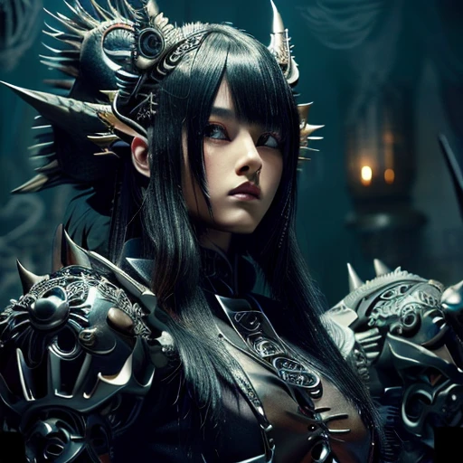 1 Japanese woman, female, Asian eyes, dragon, hairstyle in Visual Kei style, hair Visual Kei, outfit rocker, ultra-detailed face and eyes, hyper-realistic, realistic representation, 30 years old, age 30 years, full body, black and blonde hair