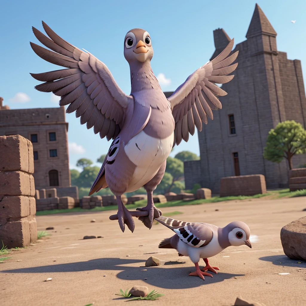  The young pigeon of the group was flying lowest. 
