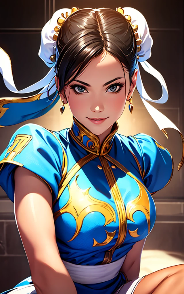 girl, smile, Hyper Realistic, ChunLi, portrait, full body