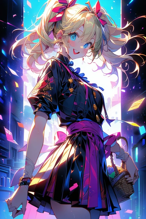 (perky chest:1.2), (pointed chest:1.2),(((Black Tunic:1.3))),(((cakes and bread in the basket),Cute and beautiful girl,Cute round face,Cute smile,with blush cheeks,Red Lip,a girl 22 years old, nsfw:1.2, beautiful body:1.3), shinny skin, BREAK, ((alice in the wonderland:1.3, cute, kawaii, lovely, funny, a girl falling down from sky:1.3, girl flying in sky:1.2, girl floating in air:1.3, rolling upskirt by wind:1.5, (with sparkling eyes and a contagious smile),open mouth, Looking at Viewer, surprised, putting hands on crotch over the skirts:1.35)), BREAK, ((floating things as follows:1.3, PlayingCards, Trump, tea cup, tea pot, tea spoons, pocket watch:1.3, lip sticks, candies:1.2, cookies, jam bottles, classical door_keys)), ((long purply_Blue dress :1.5, wearing long flaired skirt:1.3, the skirt is blowing:1.3, cute White Apron, black stockingedium long platinum-blonde hair:1.2, twin tail hair:1.6, tied hair with a cute ribbon), (Blue eyes, bright pupils with highlights, detailed eyes), (lying down on your back:0.7, spreading legs with rising up straight:0.7), sexy posture, fantastic colorful art, (fantasy art:1.2, wondered images), ((correct anatomy:1.5, perfect anatomy:1.3, correct hand, )),
