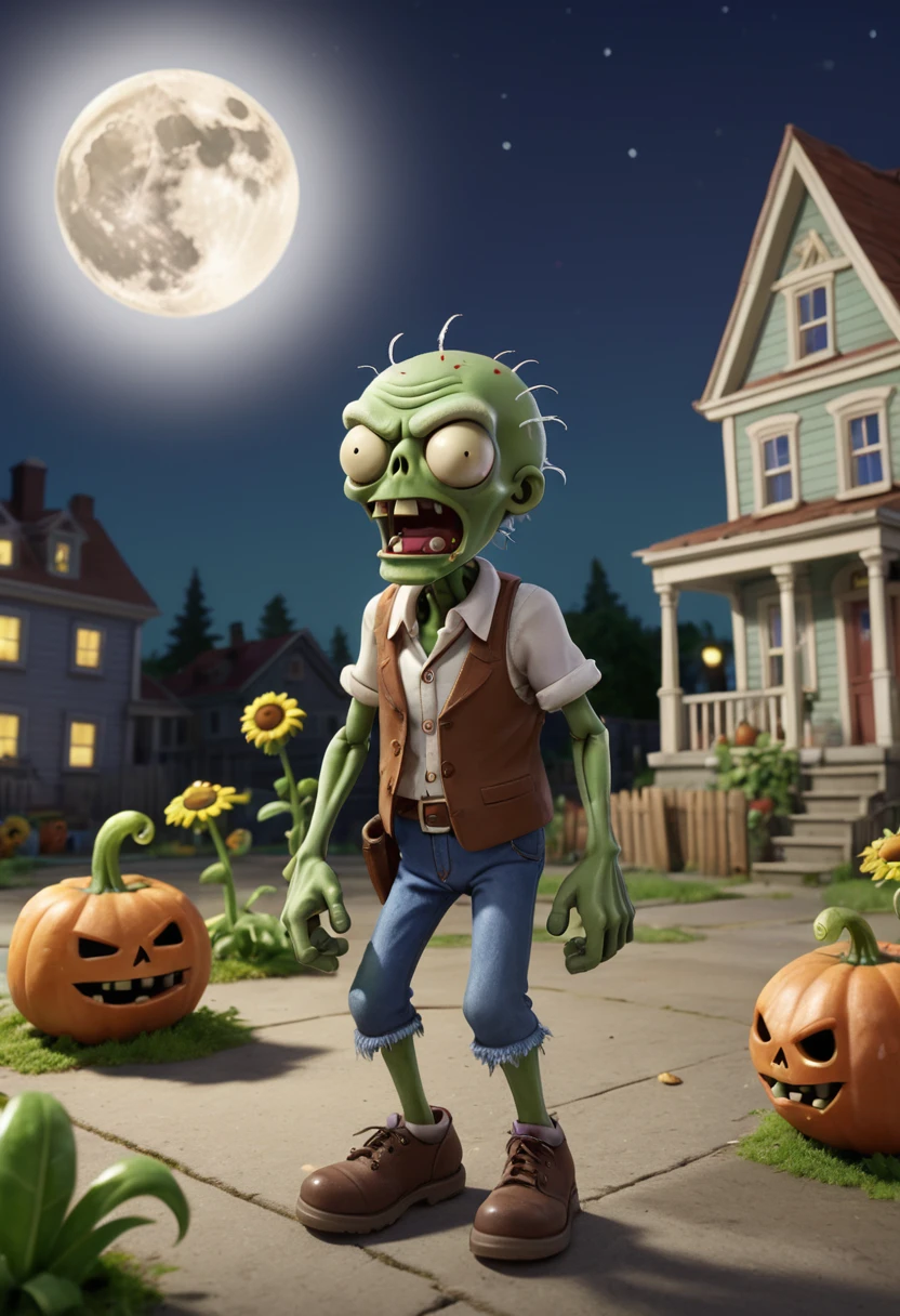 (game, "Plants vs. Zombies"), the plants on the front line take on vivid forms, showcasing their determination and courage in defense. The background is a shattered wall and a shattered sunset, and the camera is a close-up shot to showcase the resilience of the plants, full body, (Photography), panoramic view, award-winning, cinematic still, emotional, vignette, dynamic, vivid, (masterpiece, best quality, Professional, perfect composition, very aesthetic, absurdres, ultra-detailed, intricate details:1.3)